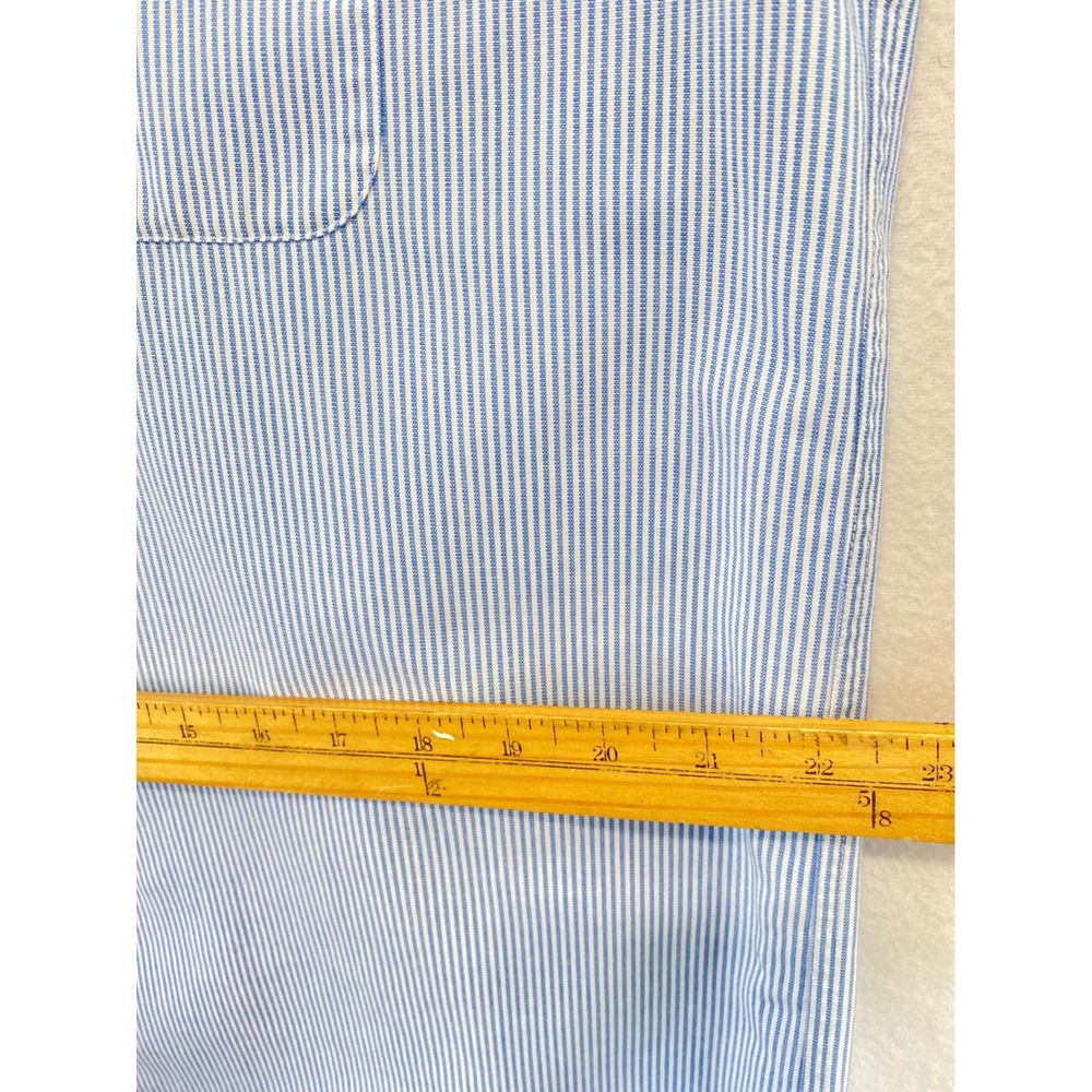 Enro Button Down Shirt Men 16 34-35 Blue White Pinstripe Long Sleeve Cotton Blen - Picture 8 of 10